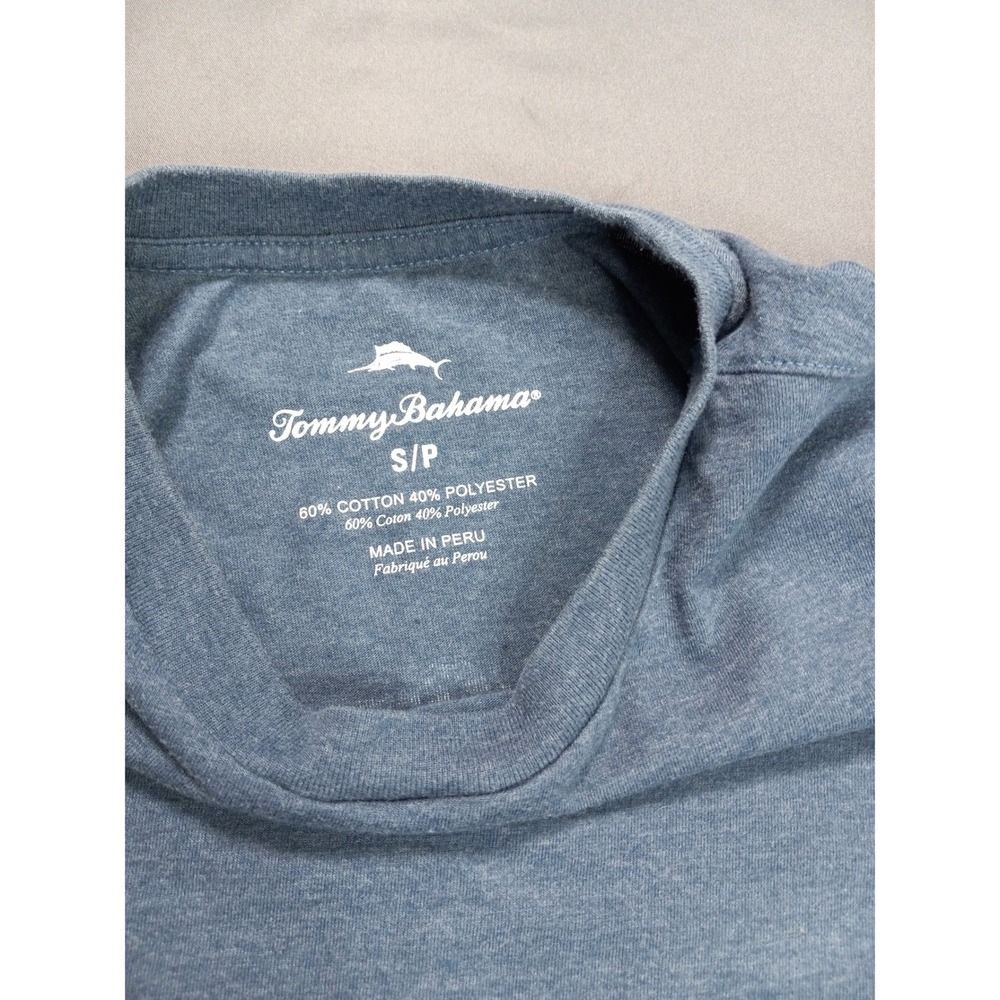 Tommy Bahama Mens Small Blue Drive and Shine Golf Graphic Pocket T-Shirt Heather - Picture 3 of 6